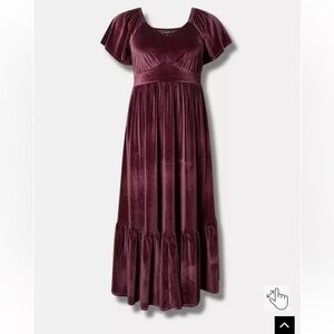 Torrid size 3 (22/24) NWOT Velvet Maxi Dress in Wine